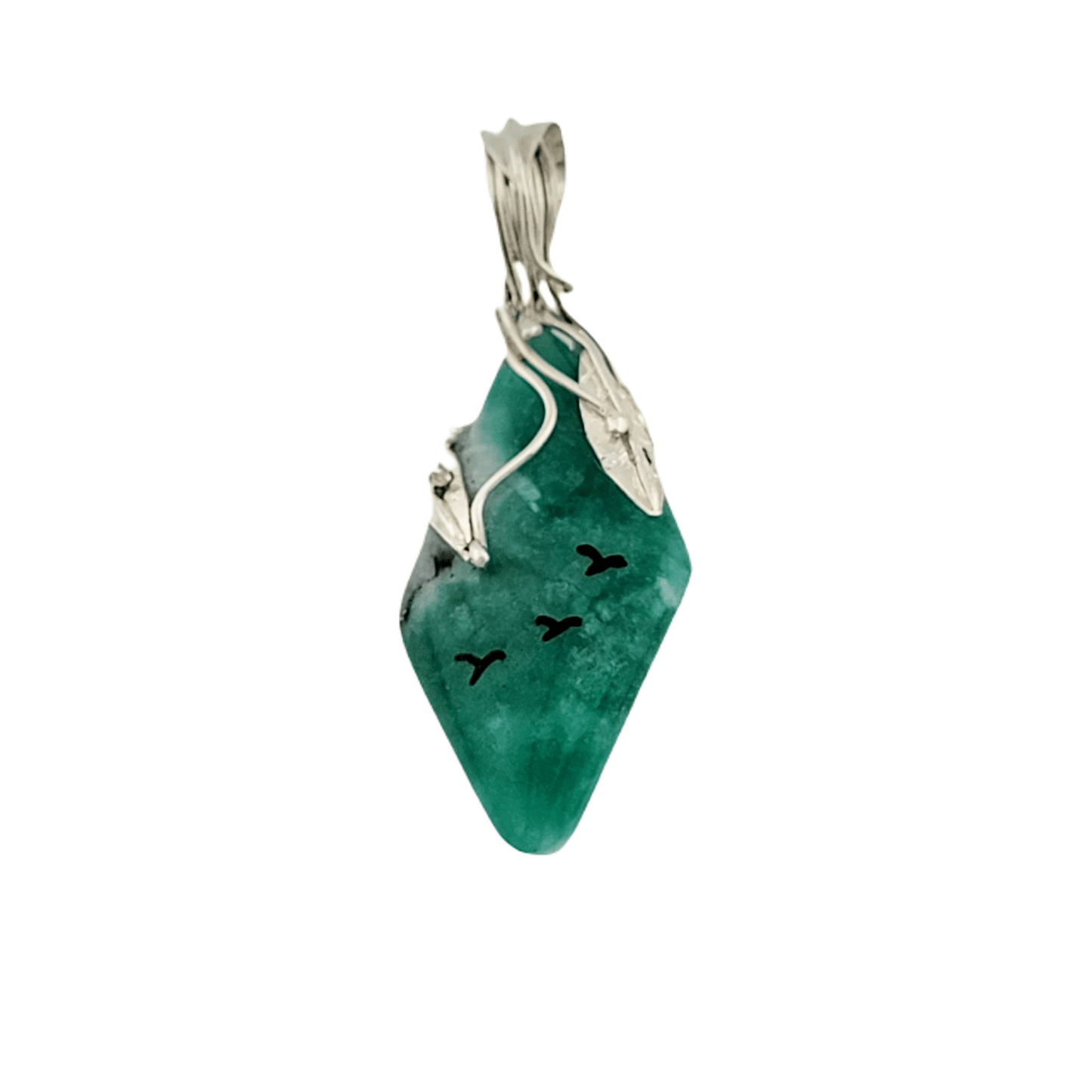 34.93 Ct. Silver Pendant With Polished Emerald - Emeralds Expert