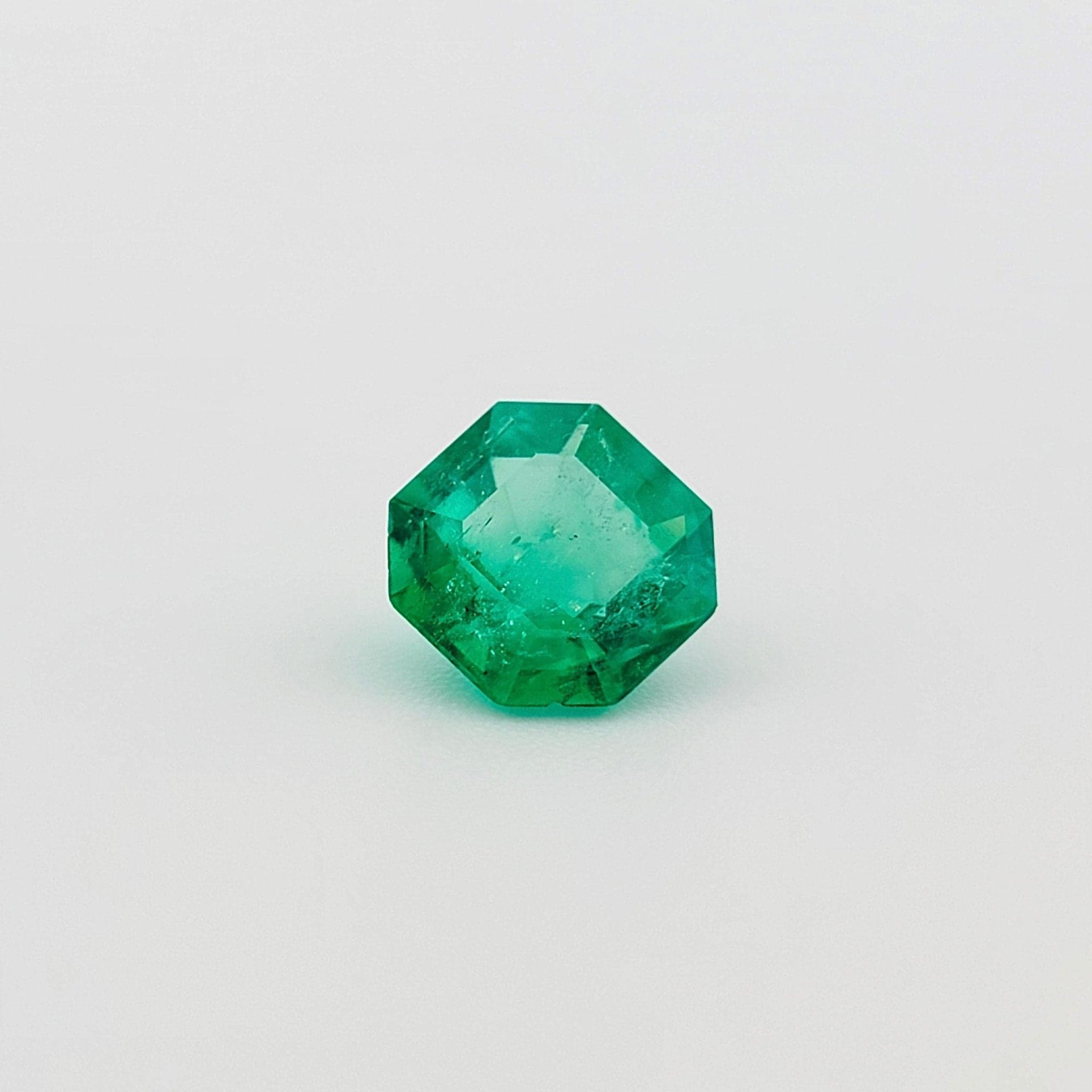 Certified emerald-cut Colombian emerald