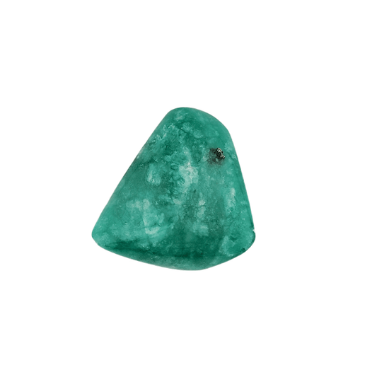 28.78 Ct. Polished Emerald with Quartz, Calcite, & Pyrite Specks - Emeralds Expert