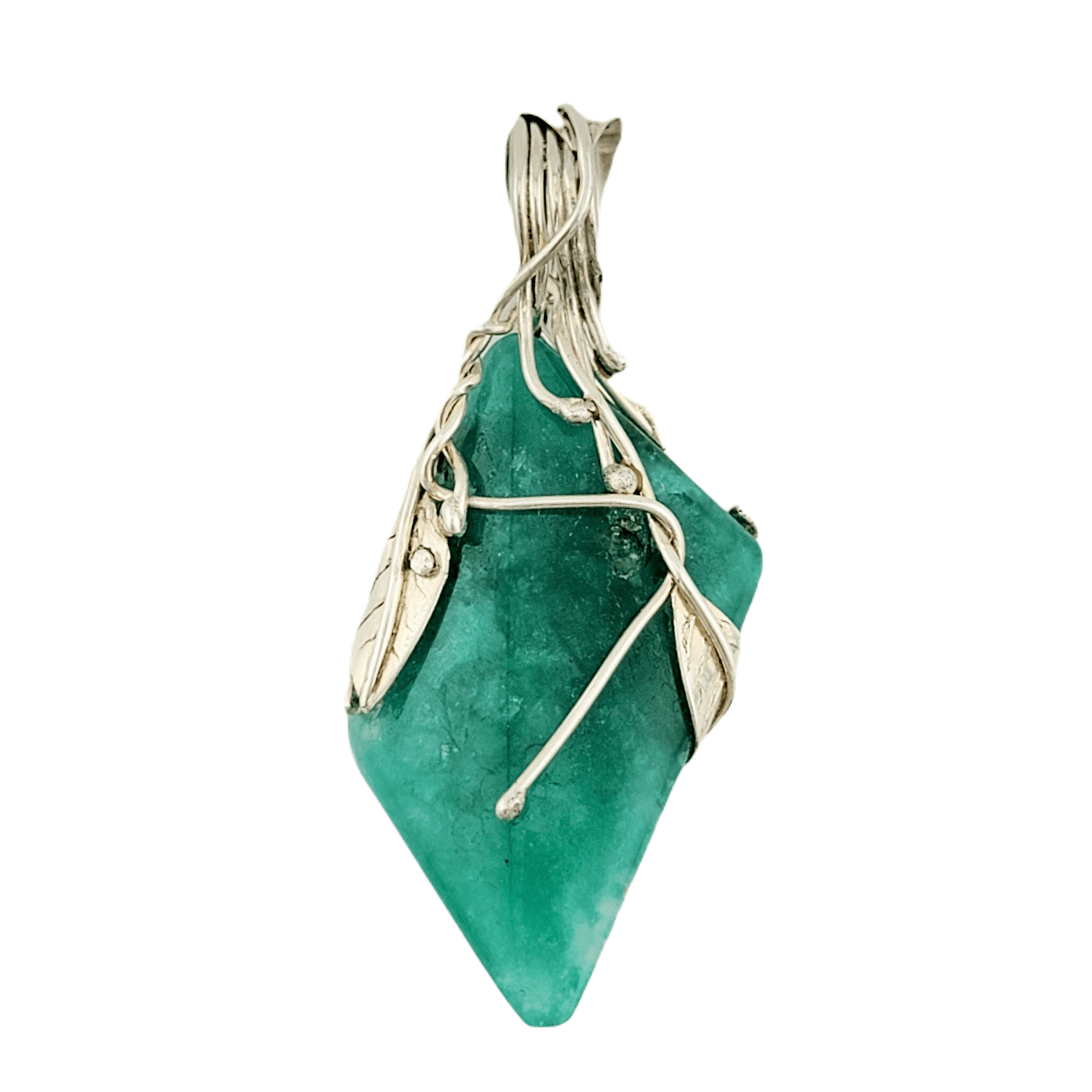 34.93 Ct. Silver Pendant With Polished Emerald - Emeralds Expert