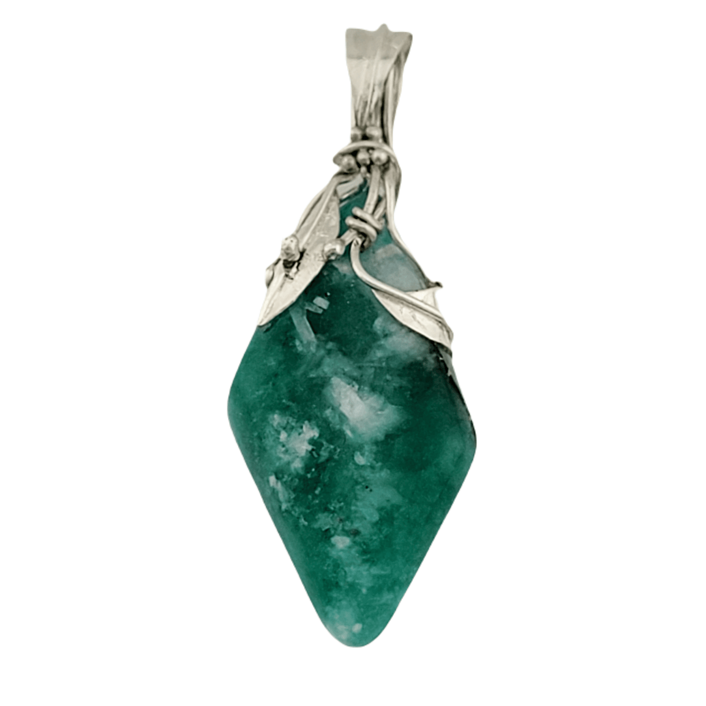 36.5 Ct. Silver Pendant With Polished Emerald - Emeralds Expert
