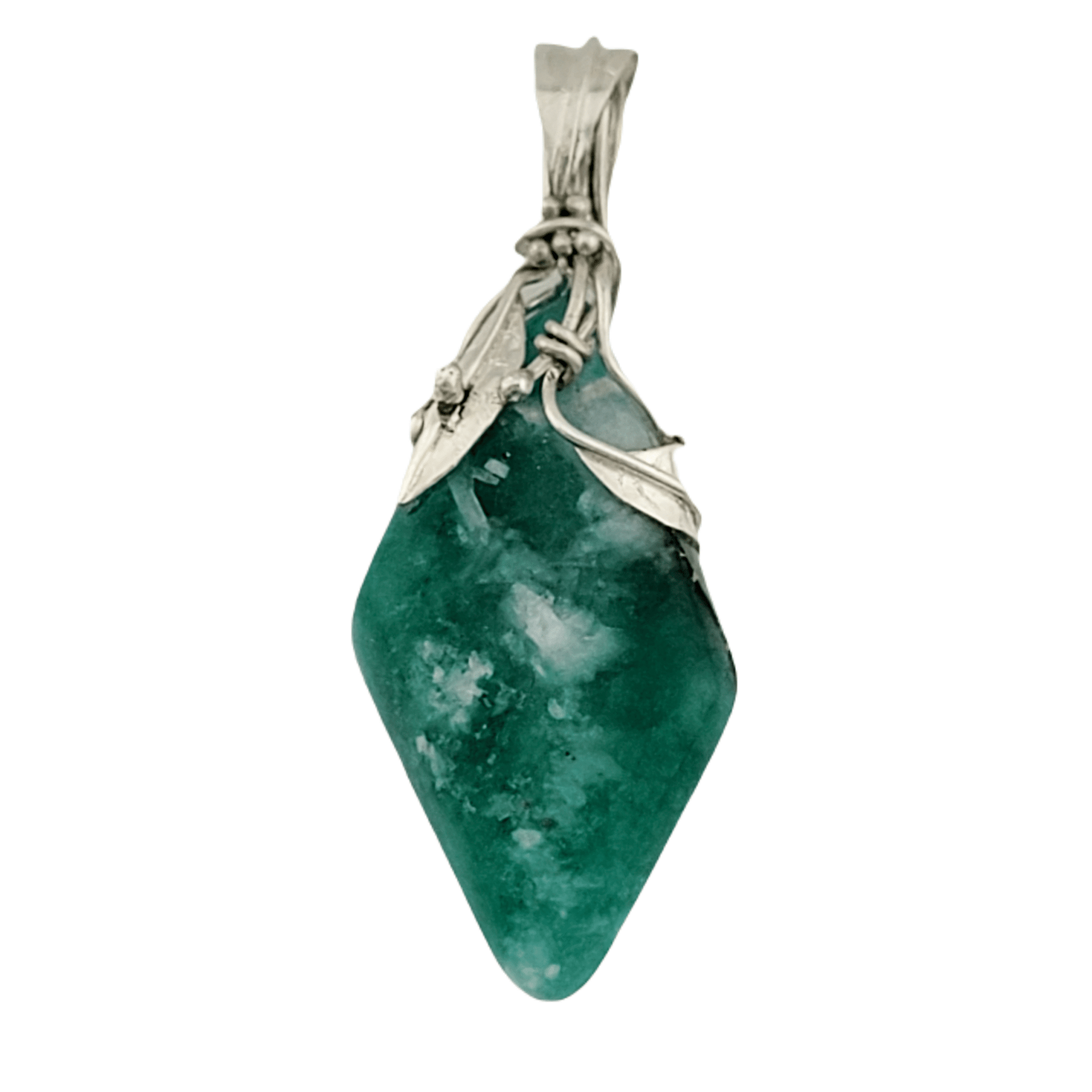 36.5 Ct. Silver Pendant With Polished Emerald - Emeralds Expert