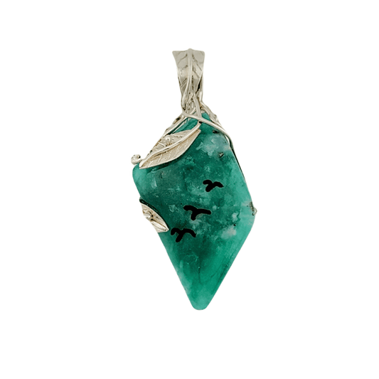 36.5 Ct. Silver Pendant With Polished Emerald - Emeralds Expert