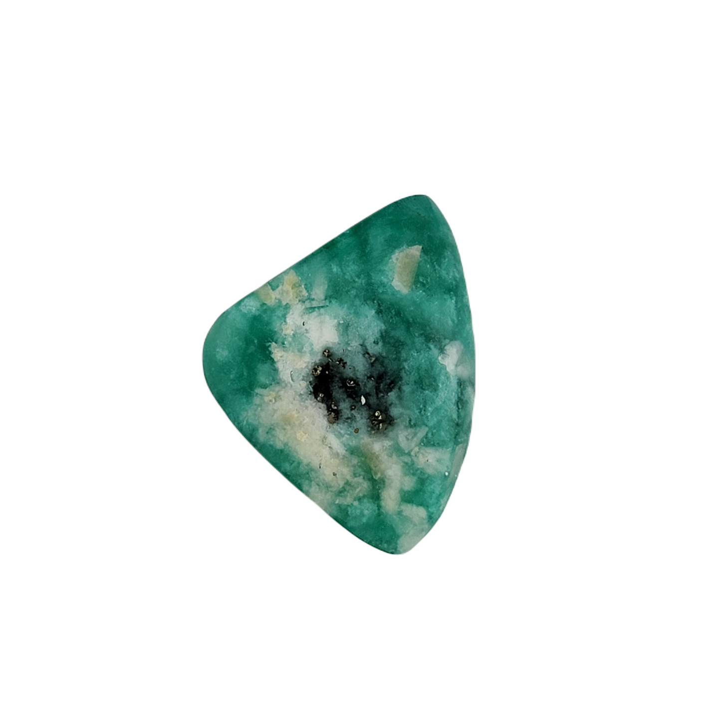 34.35 Ct. Polished Emerald with Quartz, Calcite, & Pyrite Specks