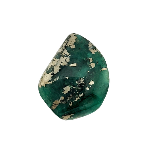 31.39 Ct. Polished Emerald with Quartz, Dolomite, & Pyrite Specks